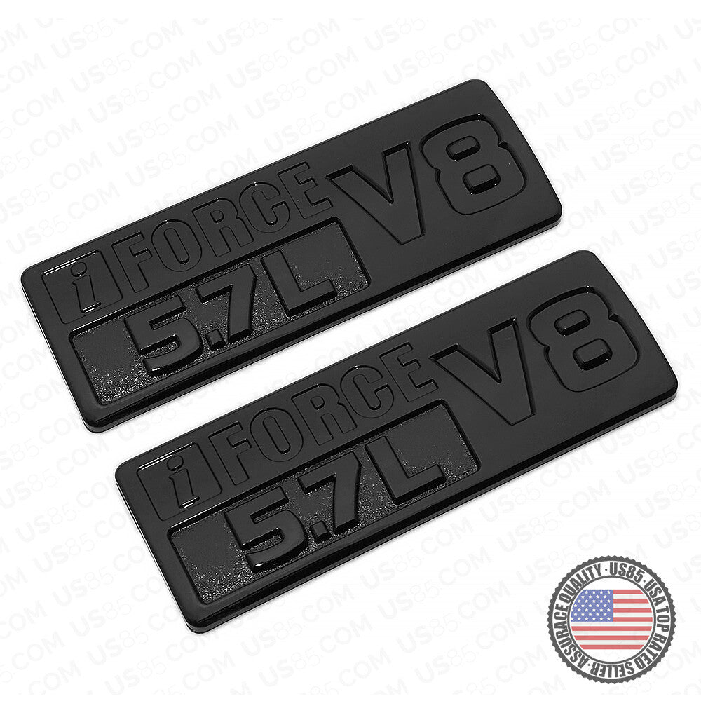 2x iFORCE 5.7L V8 Fender Door Badge Emblem For Toyota TRD PRO Sport Gloss Black