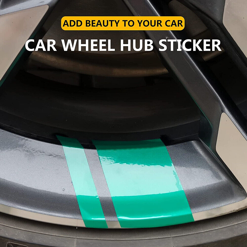 6pcs Car Wheels Tire Rim Vinyl Decal Racing Stripes Sport Decorate Sticker Green