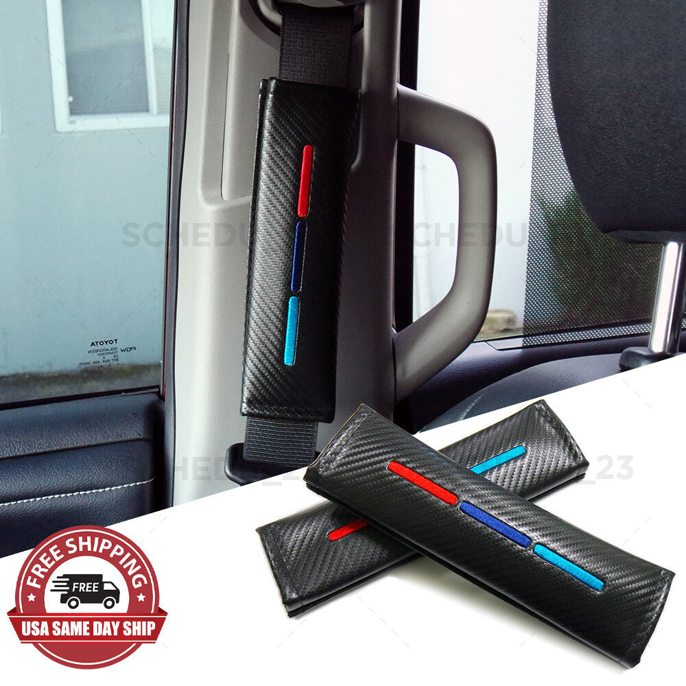 BMW M Power Sport Car Carbon Seat Belt Cover Safety Shoulder Strap Cushion Pad