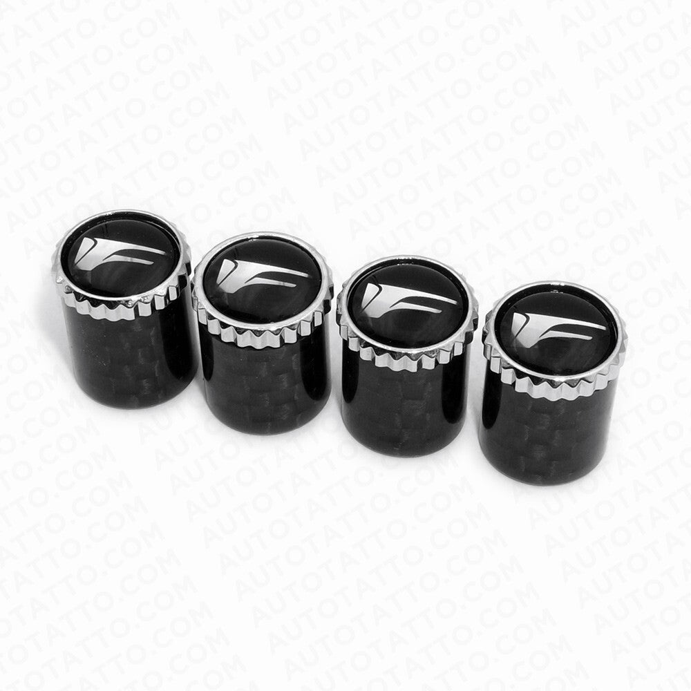 F-SPORT Real Carbon Fiber Car Wheel Tire Air Valve Caps Cover Keychain Ring Stem