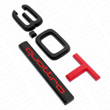 04-22 Audi Rear Trunk Lid 3.0T Quattro Nameplate Emblem Badge Black & Red