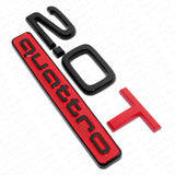17-22 Audi Rear Trunk Lid 2.0T Quattro Nameplate Emblem Logo Badge Black & Red