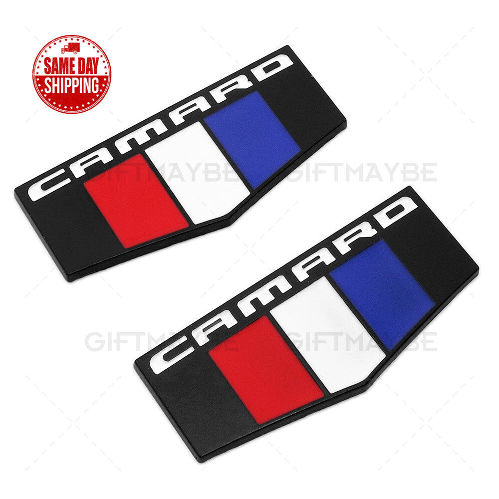 2x For GM Chevy CAMARO Logo Fender Marker Emblem 3D Black Sport Badge RS SS ZL1