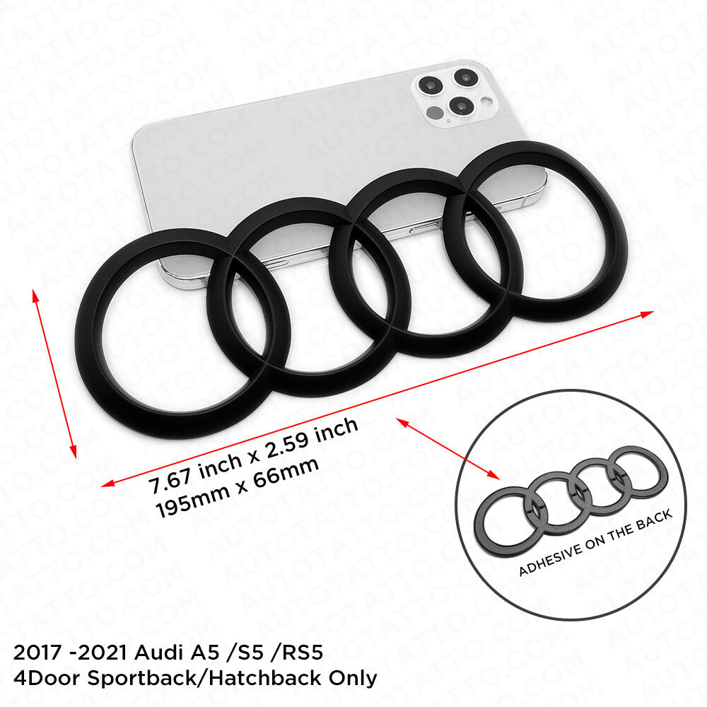 18-21 A5 S5 RS5 Sportback 4 Door Matte Black Trunk Sign Logo Rings Badge Emblem