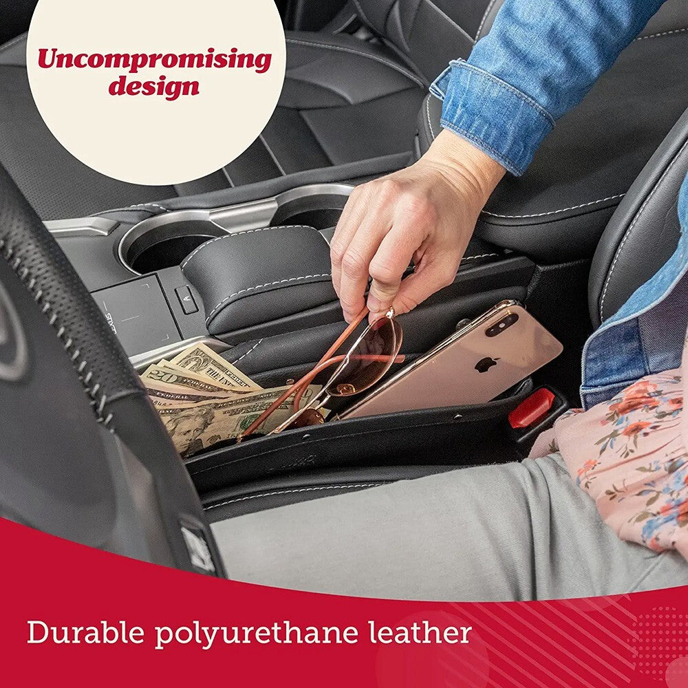 2x Car Seat Console Gap Filler Side Organizer PU Leather Catch Caddy Coin Pocket
