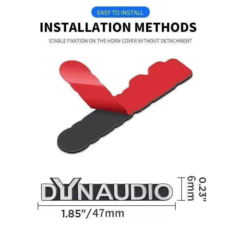 2pcs  Dynaudio Aluminum Logo Emblem Car Door Speaker Badge Decal Replacement