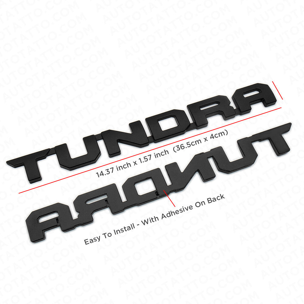 2pcs 13-21 Black Tundra Letter Side Fender Tailgate Nameplate Emblem Badge Logo