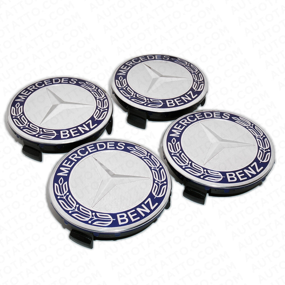 4x Mercedes Wheels Center Cap Hub Star Laurel Wreath Cover Inserts Sport AMG Set
