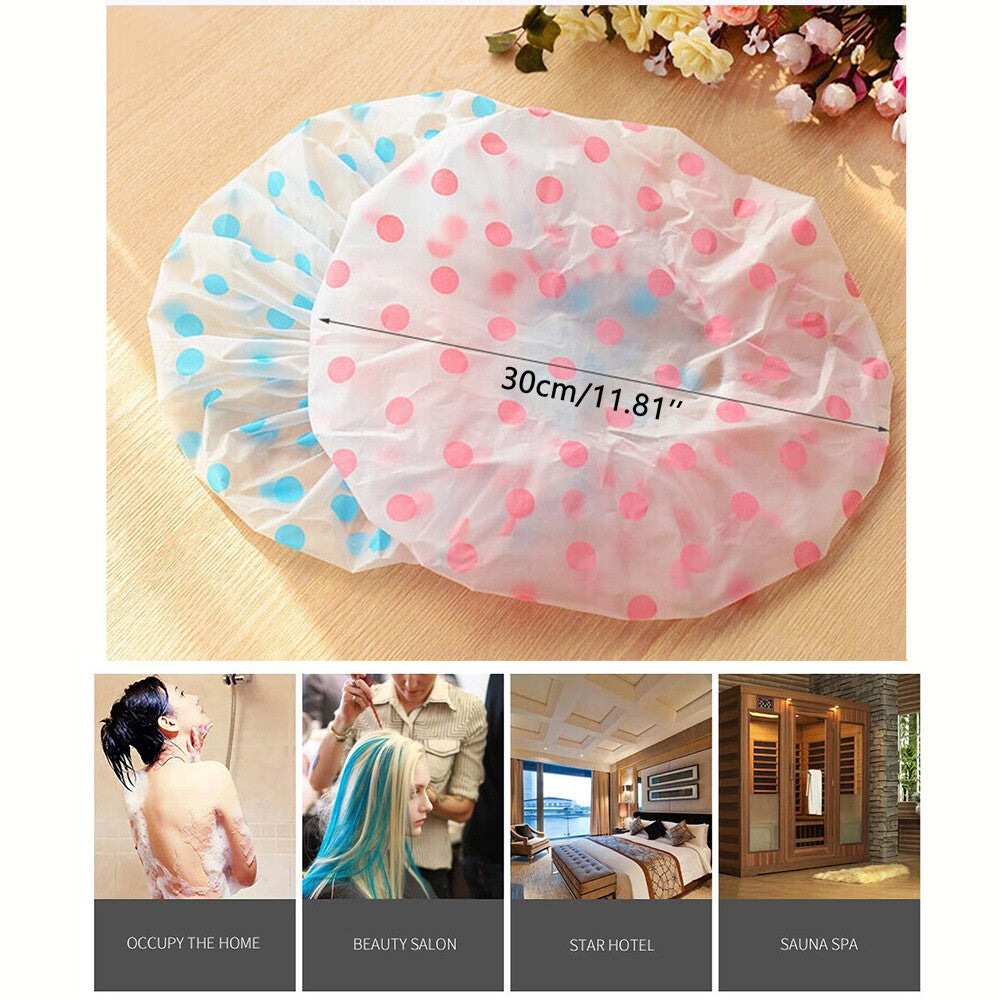 5Packs Waterproof PEVA Elastic Reusable Shower Hair Cap Beauty Salon Spa Cooking