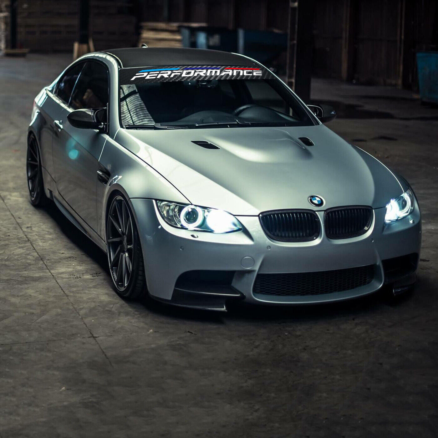 M-Sport Front Window Windshield Carbon Fiber Vinyl Banner Decal Sticker for BMW