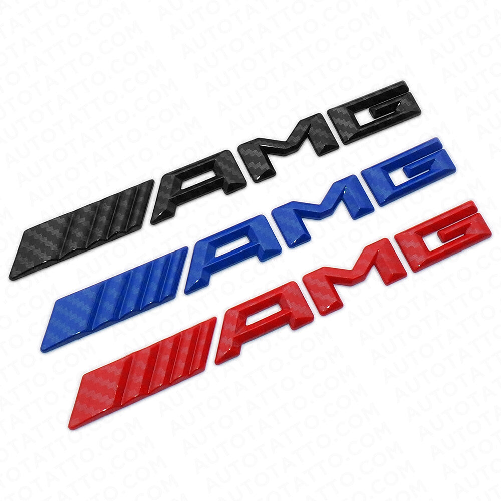 Black Carbon Fiber Style AMG Sport Car Emblem 3D Trunk Lid Logo Badge Decoration