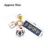 Cute Lucky Cat Keychain Keyring Blessing Word for Keys or Couple Bag Decoration