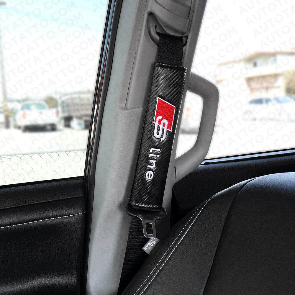 Audi S line Car Carbon Seat Belt Cover Safety Shoulder Strap Cushion Pad Harness