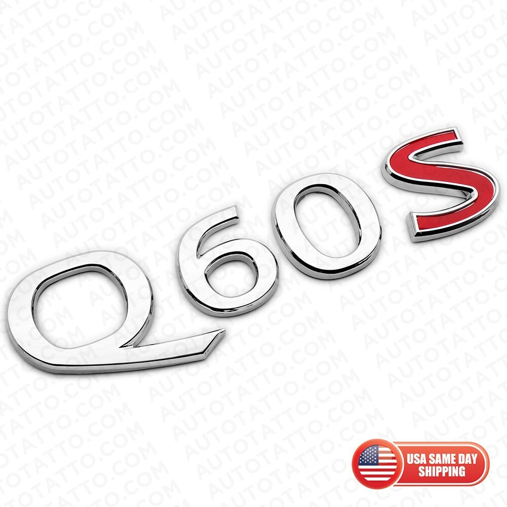 For Infiniti Q60S Trunk Logo Letter Badge Emblem Nameplate Sport Silver Chrome