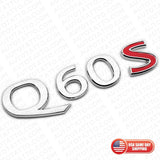 For Infiniti Q60S Trunk Logo Letter Badge Emblem Nameplate Sport Silver Chrome