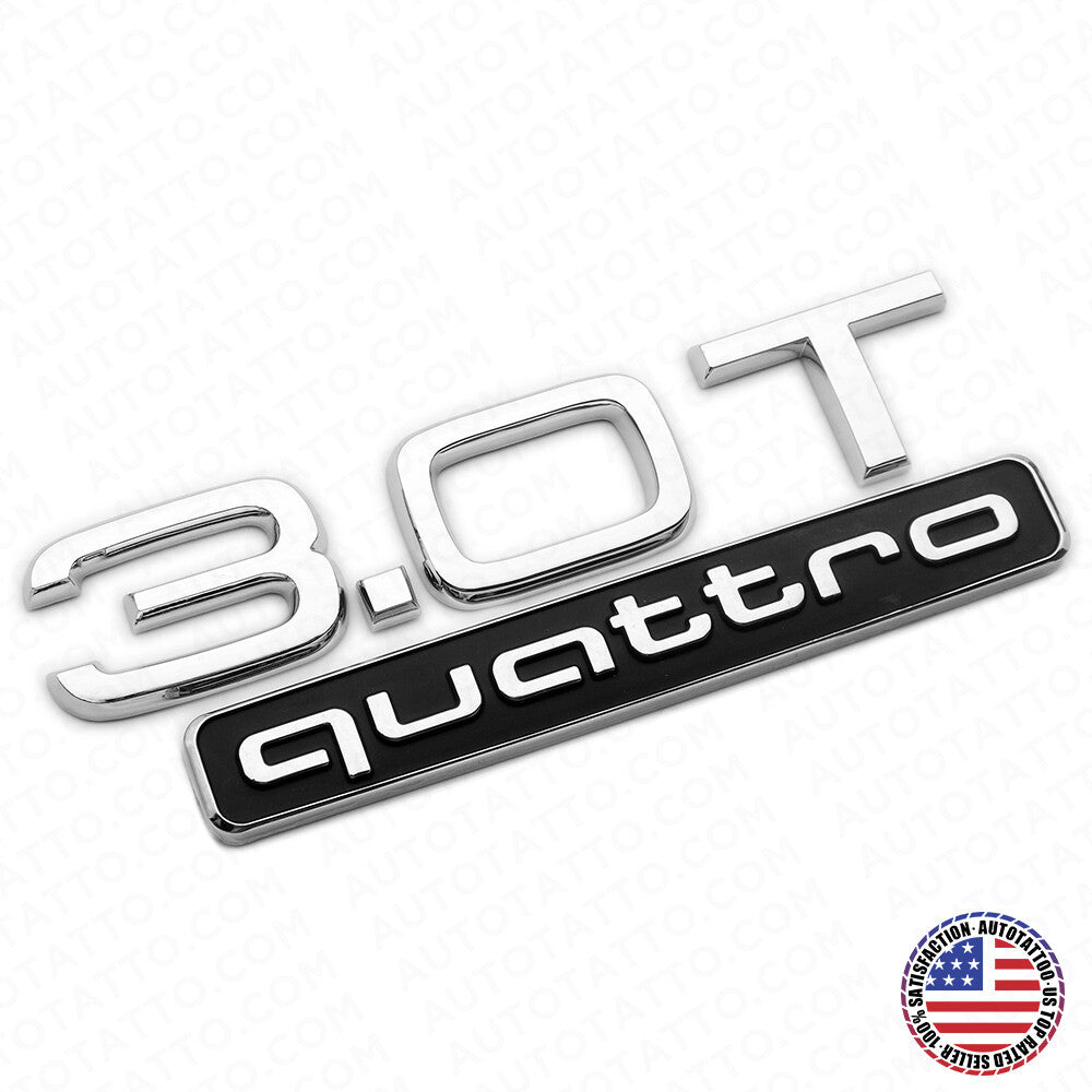 17-22 Audi Rear Trunk Deck Lid 3.0T Quattro Nameplate Emblem Logo Badge Chrome
