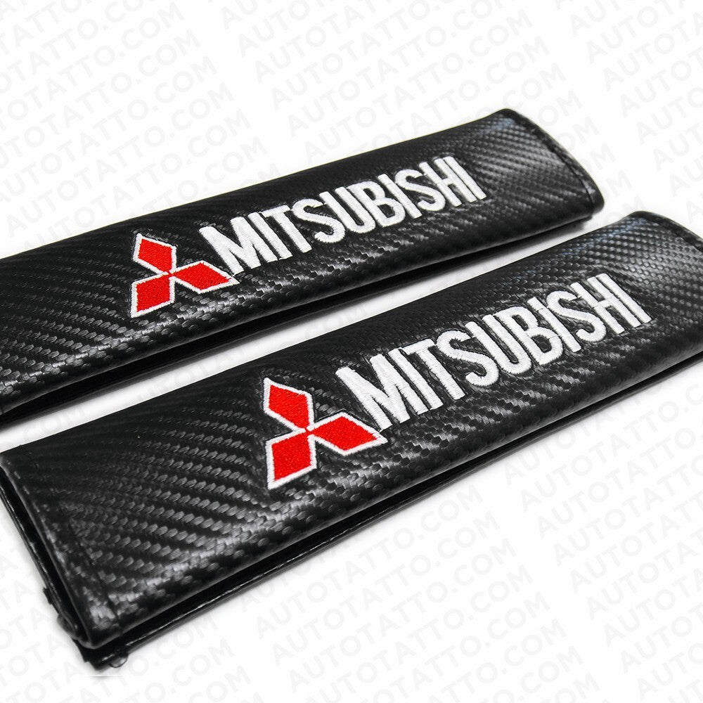 Mitsubishi Carbon Car Seat Belt Cover Safety Shoulder Strap Cushion Pad Harness