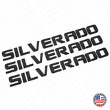 3x Chevy Silverado Fender Tailgate Logo Nameplates Letter 3D Emblem Gloss Black