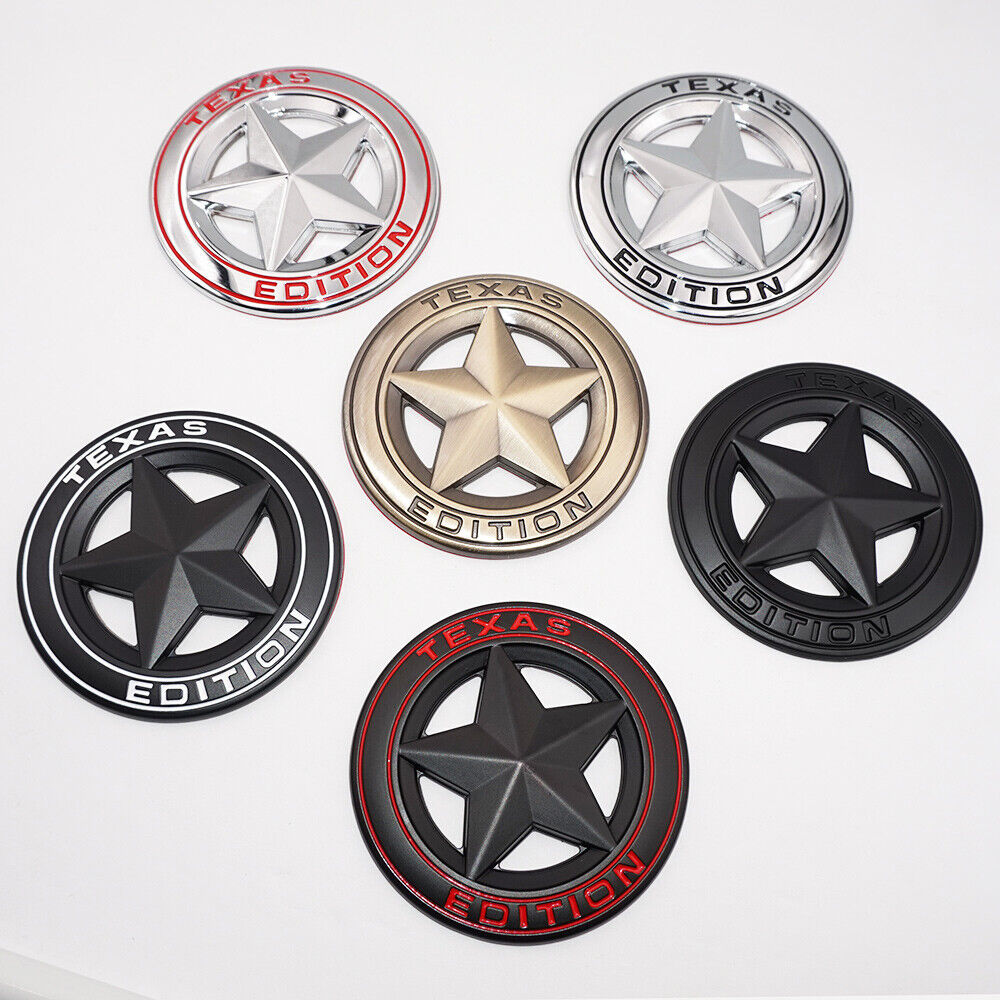 Universal 3D Fashion Metal Round Texas Star Car Decal Sticker Auto Decoration