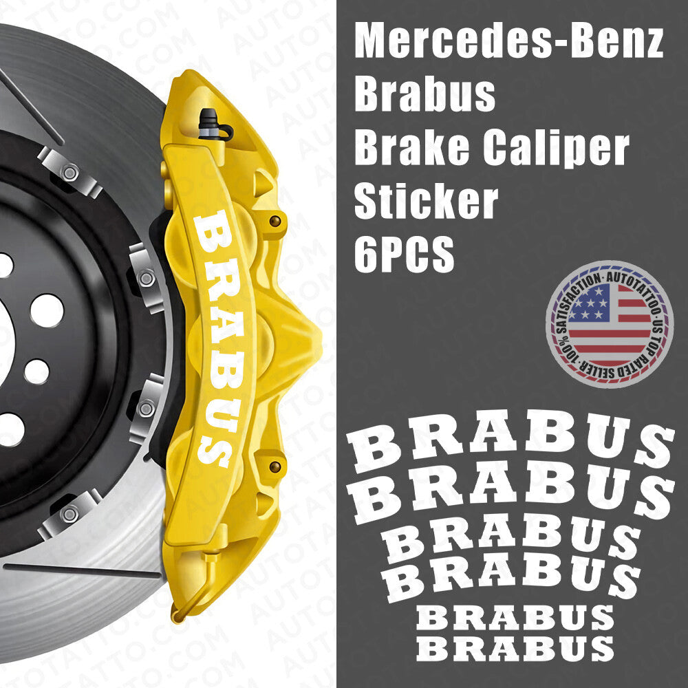 Brabus AMG Car Wheels Brake Caliper Sticker Decal Logo Decoration Sport White