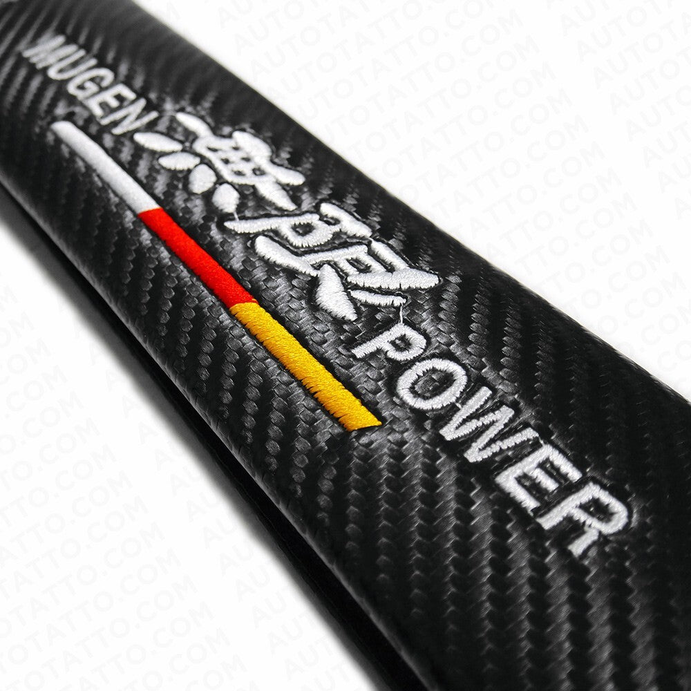 Mugen Sport Carbon Car Seat Belt Cover Safety Shoulder Strap Cushion Pad Harness