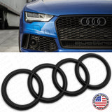 16-21 AUDI A6 A7 A8 S7 RS7 Matte Black Front Grille Rings Badge Sign Logo Emblem