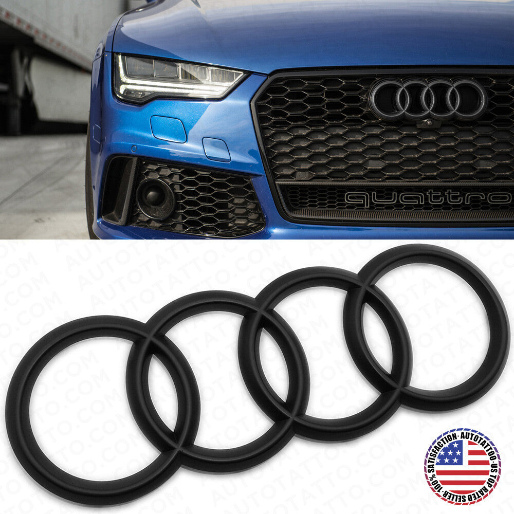 16-21 AUDI A6 A7 A8 S7 RS7 Matte Black Front Grille Rings Badge Sign Logo Emblem