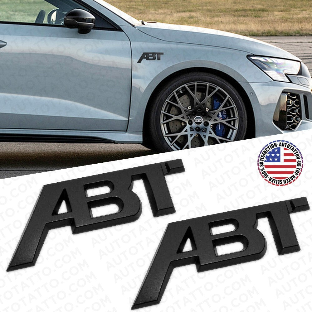 2pcs Audi Tuning ABT Sportsline Fender Badge Emblem Logo Matte Black Decorate