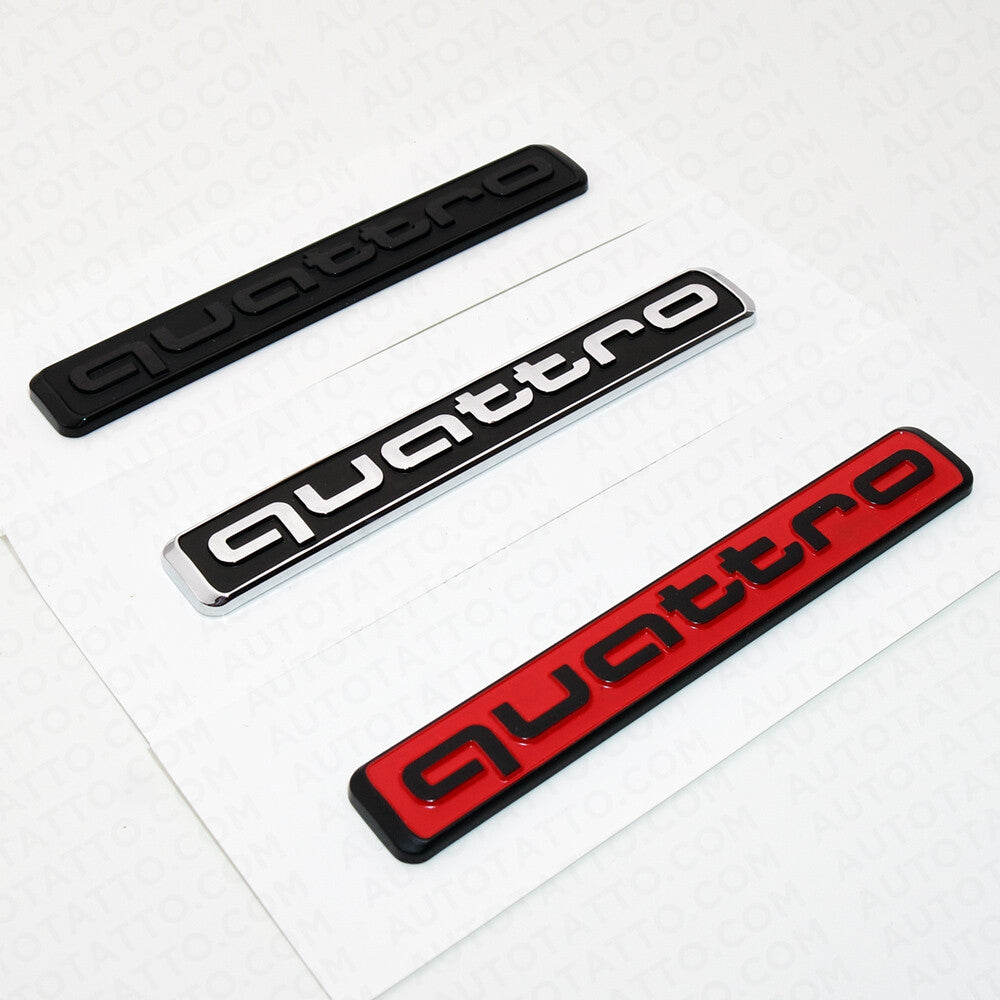Audi Black Quattro Nameplate OEM ABS Emblem Liftgate Adhesive Logo Lid Badge