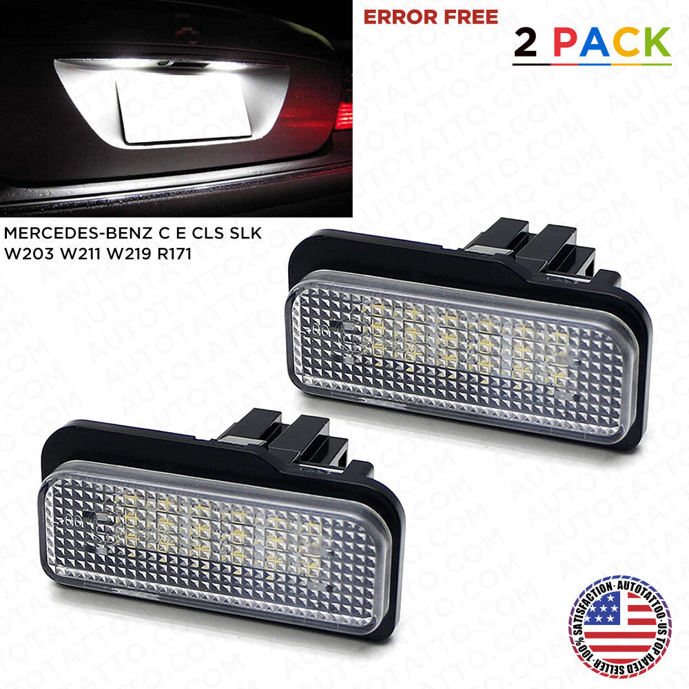 2x No Error LED License Plate Lights For Mercedes-Benz W203 W211 W219 R171 CLS