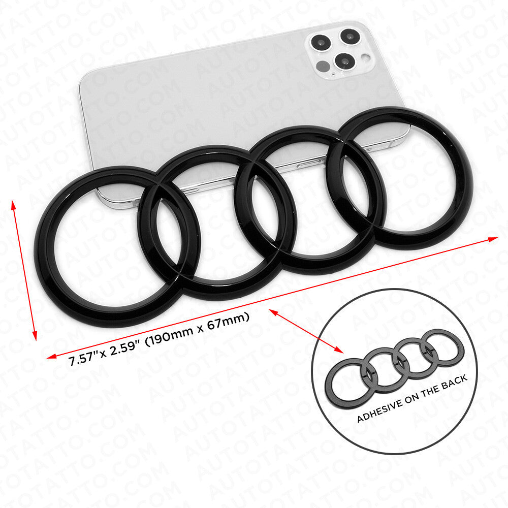 08-16 AUDI Gloss Black Rear Trunk Lid Luggage Ring Sign Badge Logo Emblem Sport