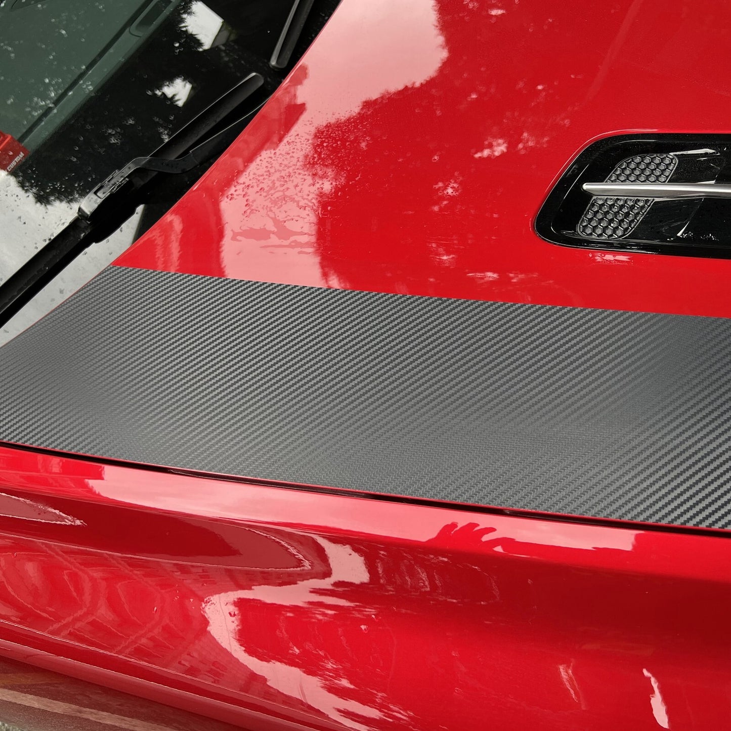 Fit Stinger Car Rally Racing Stripes Front Hood Carbon Fiber Decal Wrap Sticker