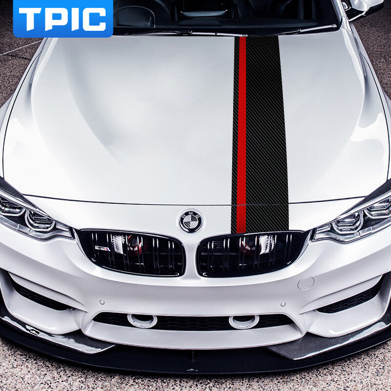 Carbon Fiber Car Hood Racing Sticker Stripe Decal For BMW Performance Sport