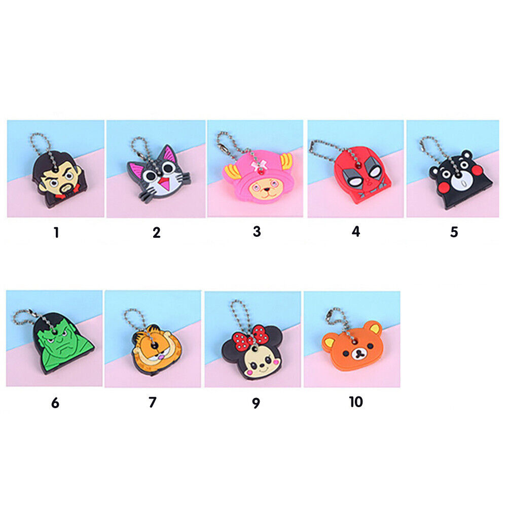 Universal 3D PVC Silicone Cute Cartoon Key Identifier Label Cap Cover Keychain