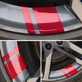 6pcs Car Wheels Tire Rim Vinyl Decal Racing Stripes Sport Decorate Sticker Red