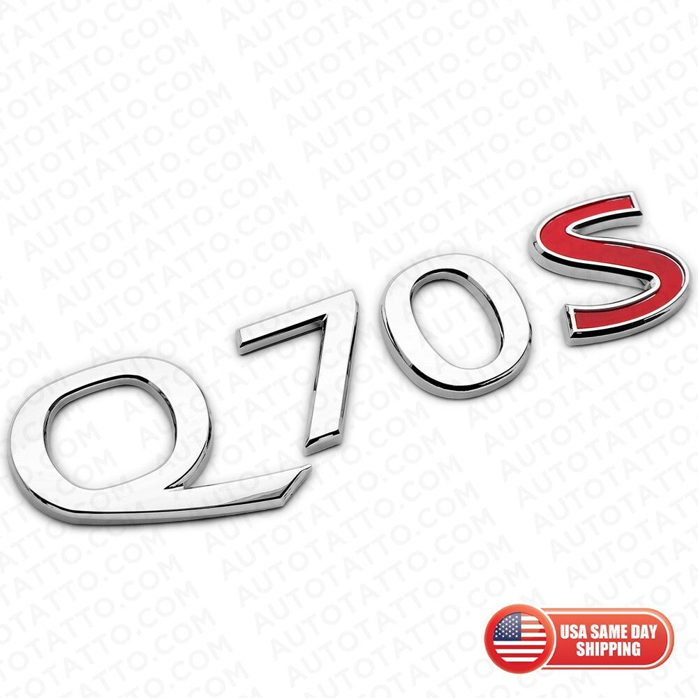 For Infiniti Q70S Rear Trunk Letter Badge Emblem Nameplate Sport Silver Chrome