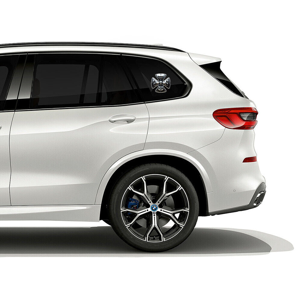 Cool Maltese Cross Skull 3D Sticker Decal Car Van Truck Liftgate Window Decorate
