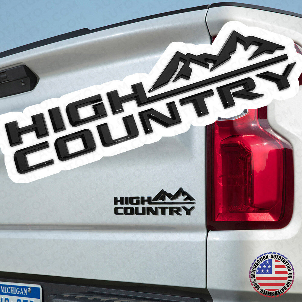 19-21 Gloss Black Tahoe Silverado High Country Tailgate Letter Logo Emblem Badge