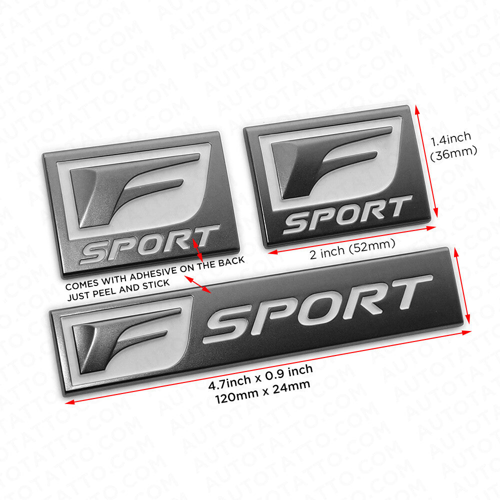 3x F-Sport Logo OEM ABS Badge Side Fender Marker Trunk Lid Nameplate Emblem Set