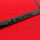 1x 4MATIC Gloss Black License Plate Frame Cover Decorate + Screw Caps
