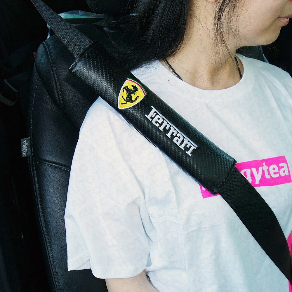 Ferrari Carbon Car Seat Belt Cover Safety Shoulder Strap Cushion Pad Harness