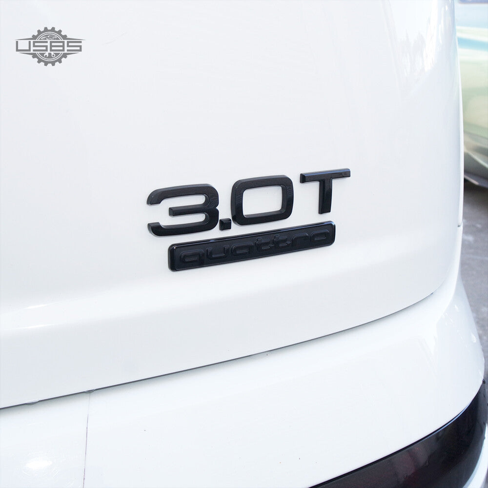 Audi Black Quattro Nameplate OEM ABS Emblem Liftgate Adhesive Logo Lid Badge