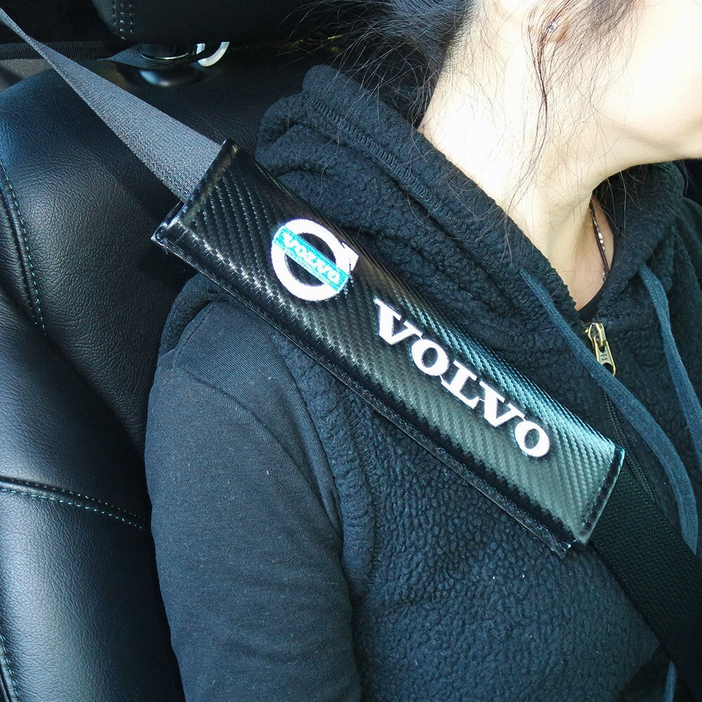 Volvo Sport Carbon Car Seat Belt Cover Safety Shoulder Strap Cushion Pad Harness
