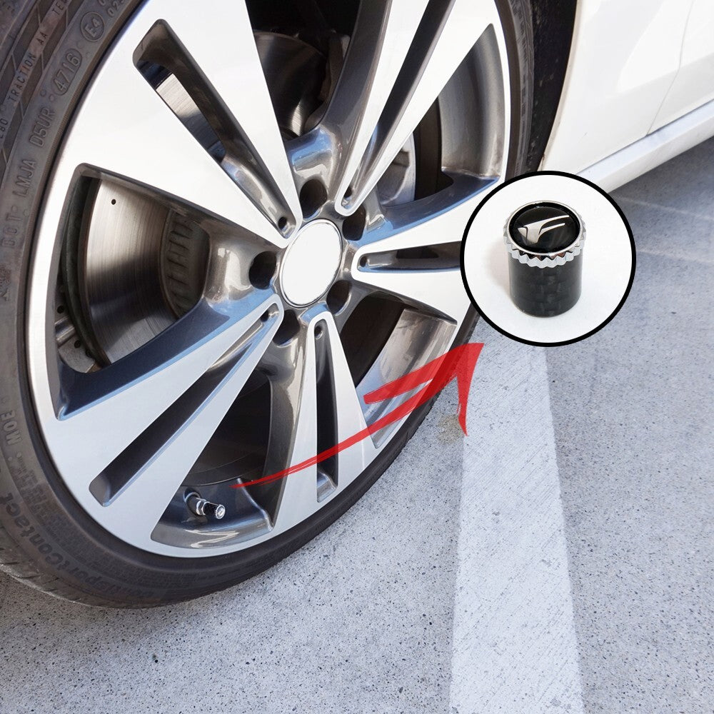 F-SPORT Real Carbon Fiber Car Wheel Tire Air Valve Caps Cover Keychain Ring Stem