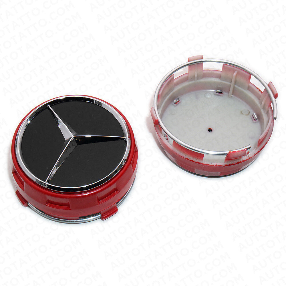 4x Mercedes Wheels In Center Lock Design Cap Hub Star Cover Insert Sport AMG Red