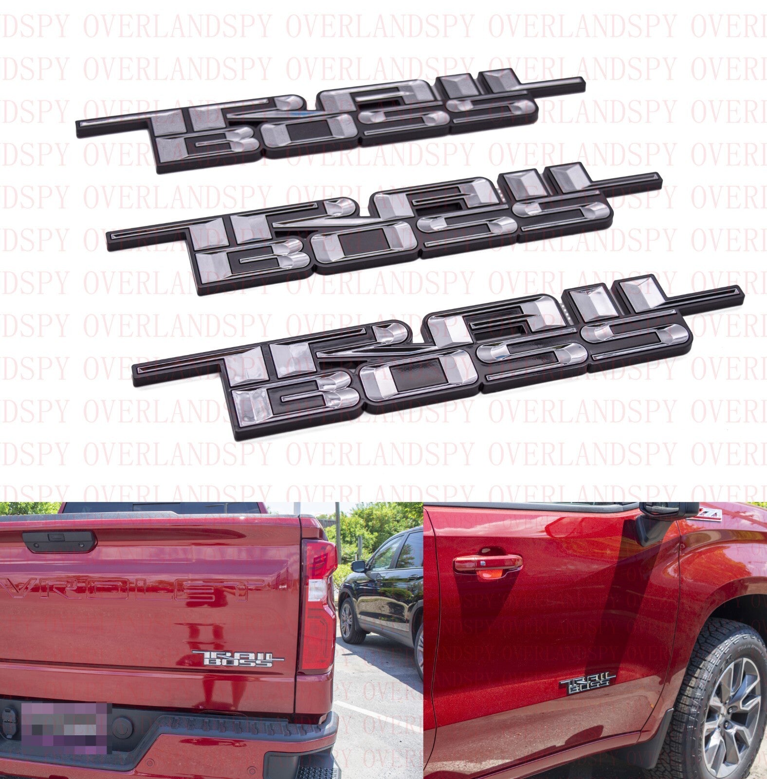 3 x chorme Black 2000-2024 Silverado Z71 Trailboss Emblem Badge Nameplate
