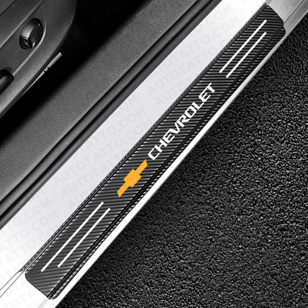 4x Chevrolet Car Door Plate Sill Scuff Anti Scratch 3D Decal Sticker Protector