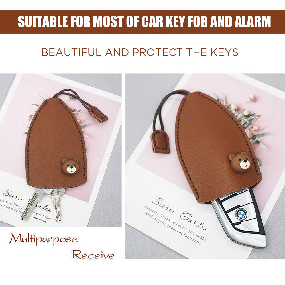 Universal Cute Cartoon Lady Car Key Fob Holder Cover Case Keychain Ring Gift