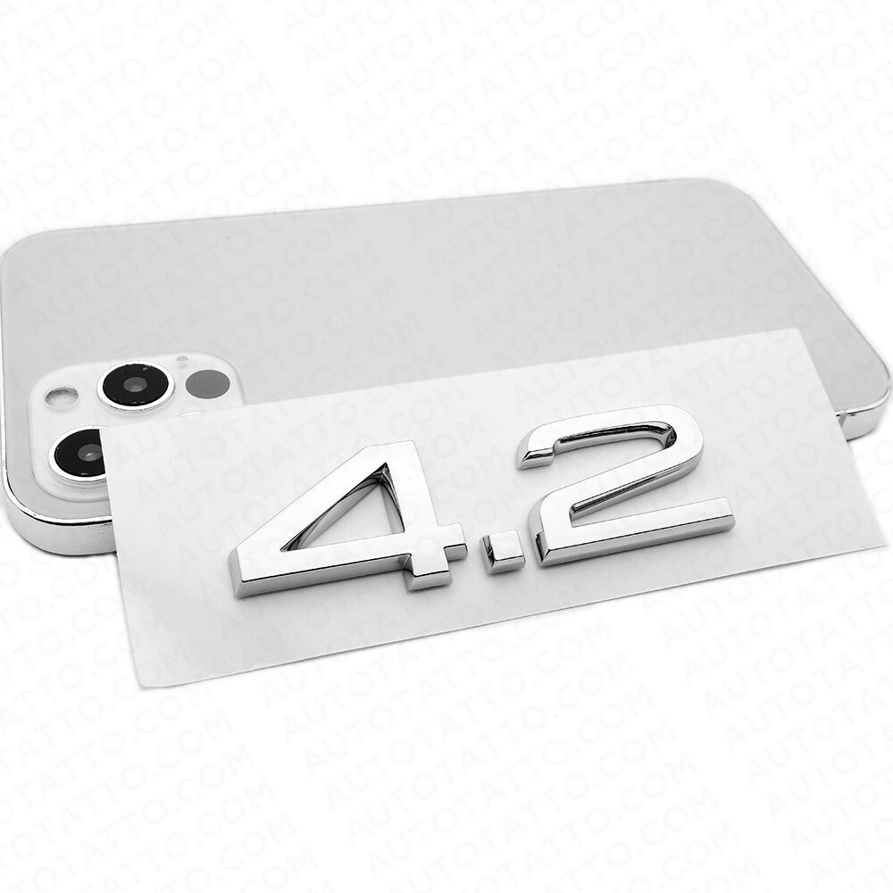 Audi Car Rear Trunk Deck Lid 4.2 Nameplate Emblem Logo Badge OEM Chrome
