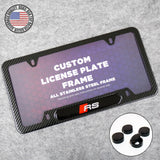 For Audi RS Front or Rear Carbon Fiber Texture License Plate Frame Cover Gift